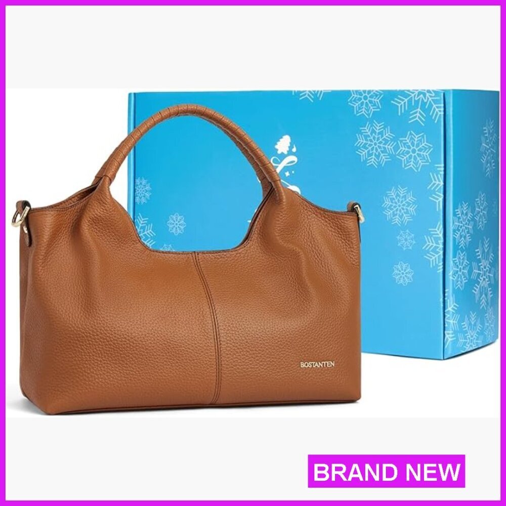 Genuine Leather Satchel Handbag Crossbody Shoulder Bag Top Handle Adjustable - Picture 1 of 7